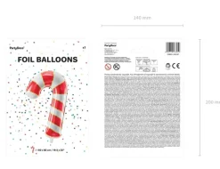 Folienluftballon Zuckerstange rot weiß zum Aufblasen 50x82cm