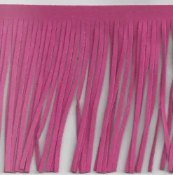 Fransenband pink Länge: 12cm 100% Kunstfaser Wildleder