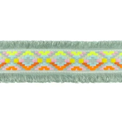 Fransenband Webband Ibiza Ethnoband Meterware grau bunt 4,5cm Breite