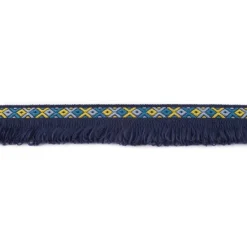 Fransenband Webband Ibiza Ethnoband Rauten Meterware dunkelblau 2,6cm Breite