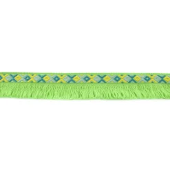 Fransenband Webband Ibiza Ethnoband Rauten Meterware lime 2,6cm Breite