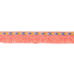 Fransenband Webband Ibiza Ethnoband Rauten Meterware neon-lachs 2,6cm Breite