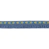 Fransenband Webband Ibiza Ethnoband Rauten Meterware jeansblau 2,6cm Breite
