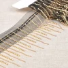 Fransenborte mit Strasskettchen und feiner Kugelkette schwarz gold 8cm Breite