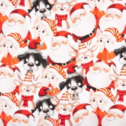 French Terry Christmas Family weiß rot 145cm
