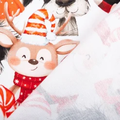 French Terry Christmas Family weiß rot 145cm