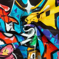 French Terry Digitaldruck Graffiti Street Art Lachgesicht bunt 1,5m Breite