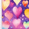 French Terry Digitaldruck Herzen Regenbogen Aquarell bunt lila 1,5m Breite