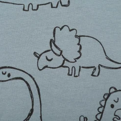 French Terry Dinosaurier blau Sommersweat mit Schlingenstruktur 150cm