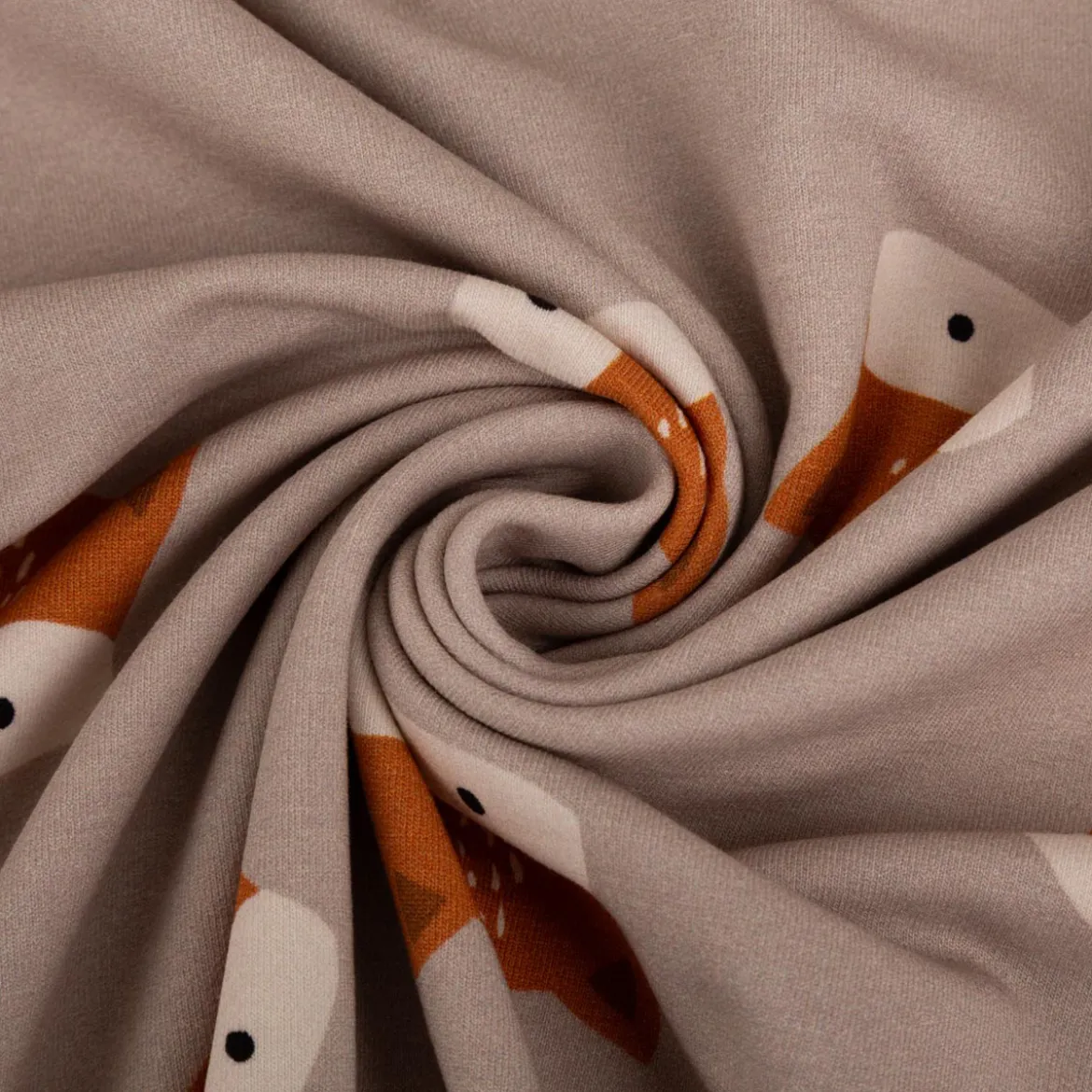 French Terry Fuchs beige Sommersweat mit Schlingenstruktur Digitaldruck 150cm
