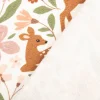 French Terry Krepp Stoff Baumwolle Rehe Blumen wollweiß bunt 155cm