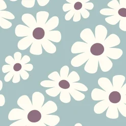 French Terry Krepp Stoff Baumwolle Blumen babyblau weiß 155cm