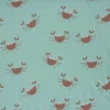French Terry Krepp Stoff Baumwolle Krebse hellblau rot 155cm