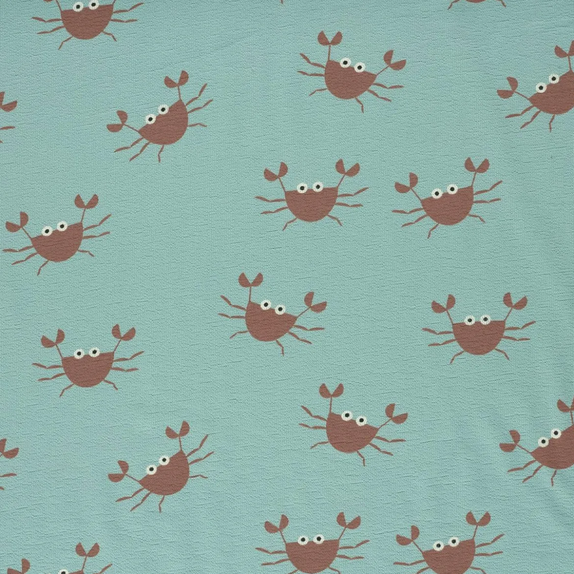 French Terry Krepp Stoff Baumwolle Krebse hellblau rot 155cm