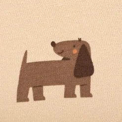 French Terry Krepp Stoff Baumwolle Hunde beige braun 155cm