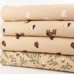 French Terry Krepp Stoff Baumwolle Hunde beige braun 155cm