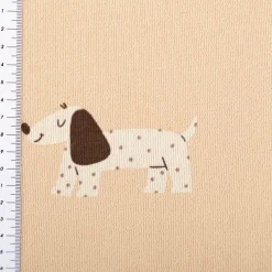 French Terry Krepp Stoff Baumwolle Hunde beige braun 155cm