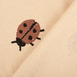 French Terry Krepp Stoff Baumwolle Marienkäfer beige rot 155cm