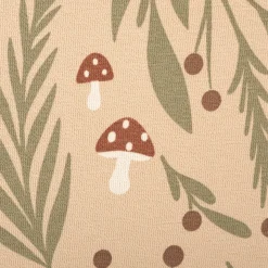 French Terry Krepp Stoff Baumwolle Pilze beige grün rot 155cm