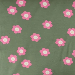 French Terry Sommersweat BIG FLOWERS Blumen altgrün pink 1,5m Breite