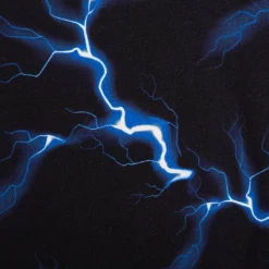 French Terry Sommersweat Digitalprint Lightning Blitze schwarz blau 1,45m Breite