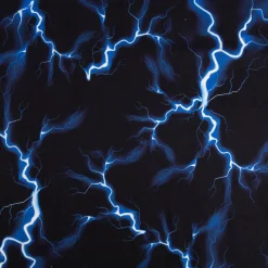 French Terry Sommersweat Digitalprint Lightning Blitze schwarz blau 1,45m Breite