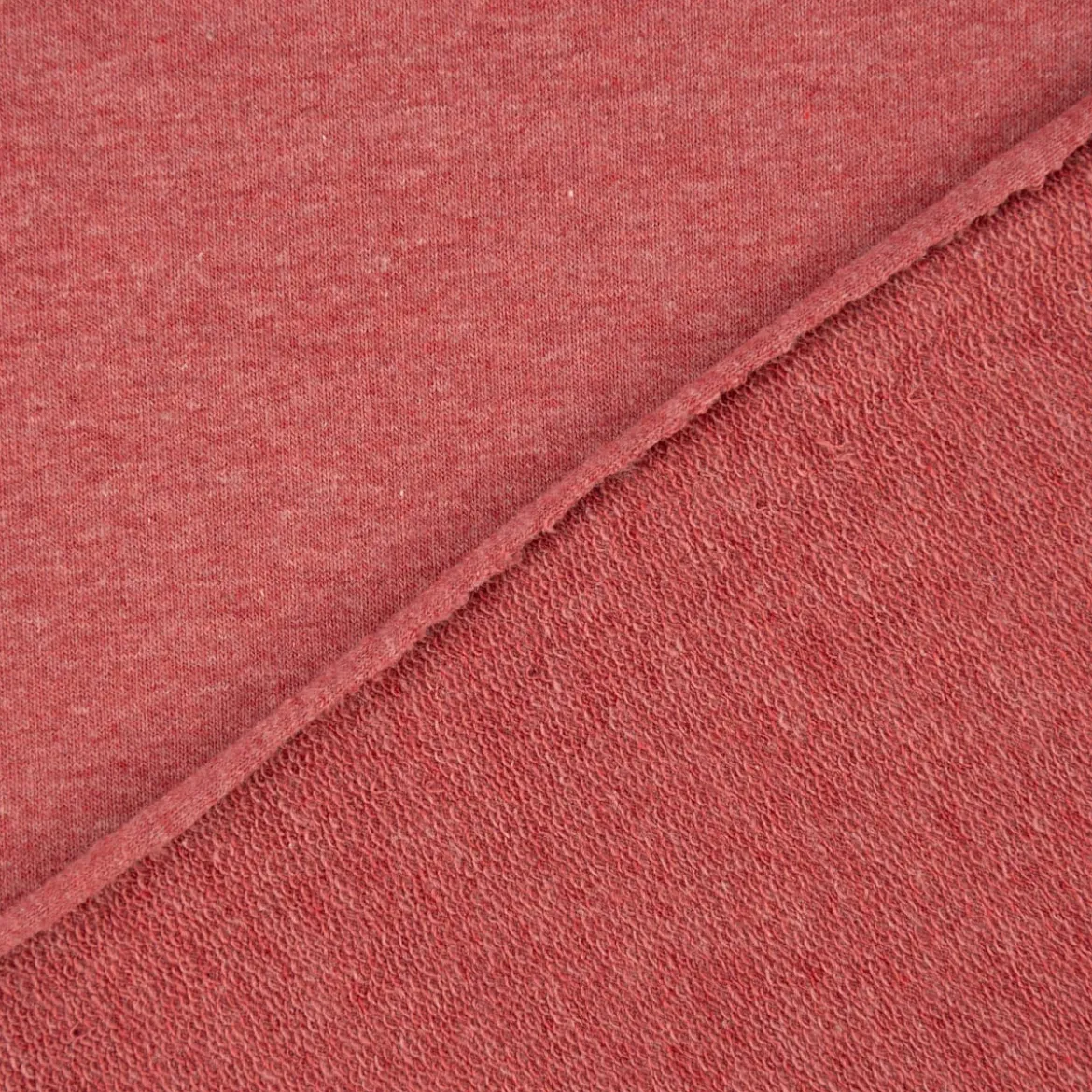 French Terry Sommersweat Melange einfarbig rot meliert 1,50m Breite