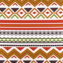 French Terry Sommersweat Meterware Ikat Ethno weiß orange grün 1,45m Breite