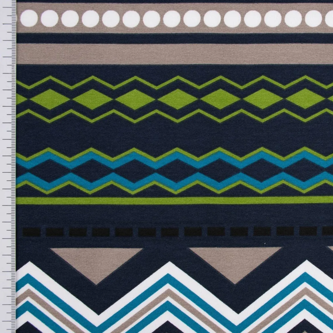French Terry Sommersweat Meterware Ikat Ethno blau grün 1,45m Breite