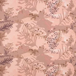 French Terry Sommersweat Meterware Leaves Blätter rosa 1,45m Breite