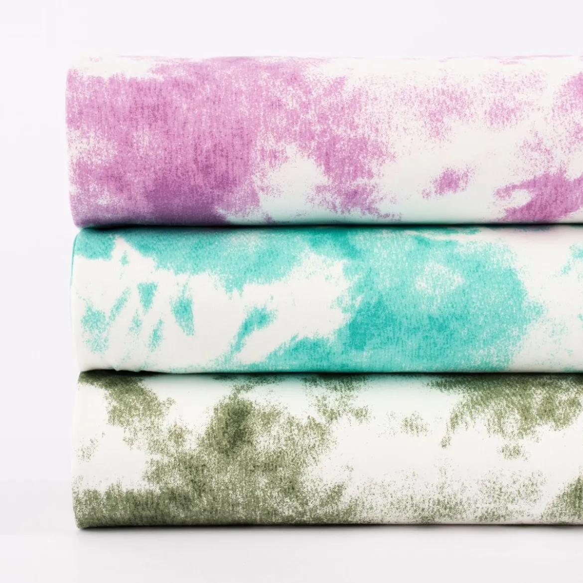 French Terry Sommersweat Meterware Tie Dye Batik weiß lila 1,45m Breite