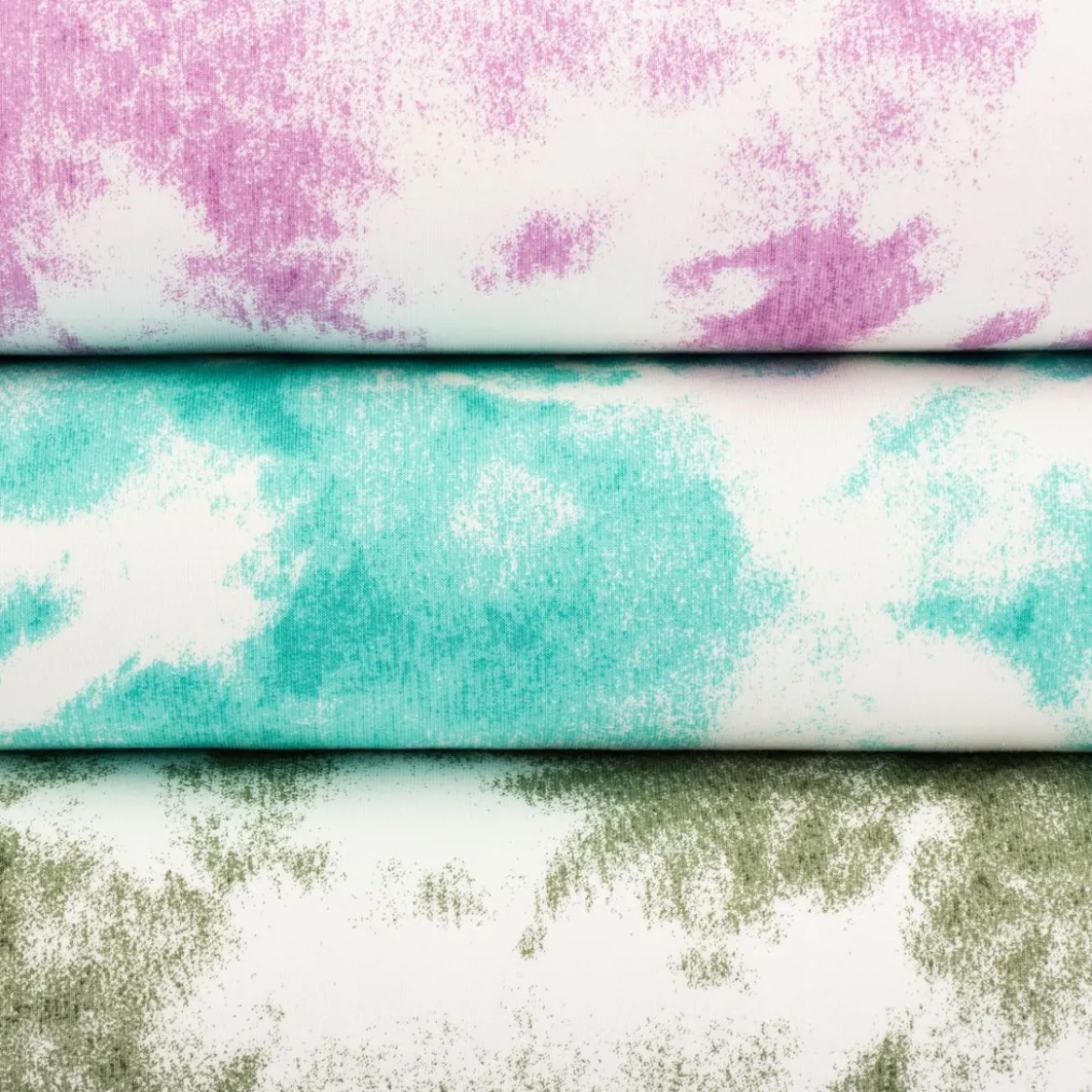 French Terry Sommersweat Meterware Tie Dye Batik weiß lila 1,45m Breite