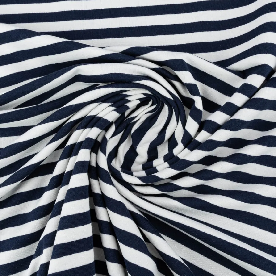 French Terry Sommersweat YARN DYED STRIPES Streifen offweiß dunkelblau 1,5m Breite