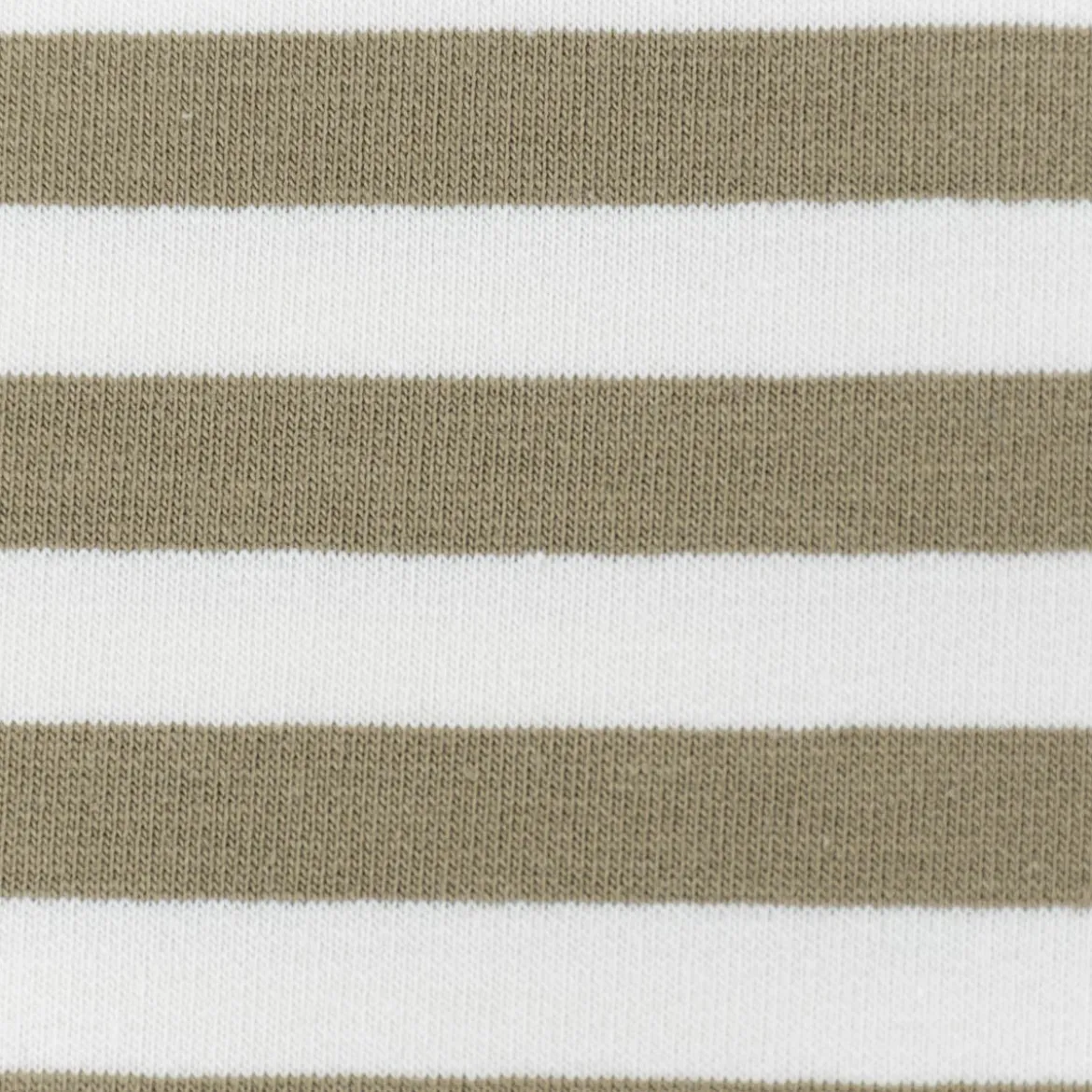 French Terry Sommersweat YARN DYED STRIPES Streifen offweiß altgrün 1,5m Breite