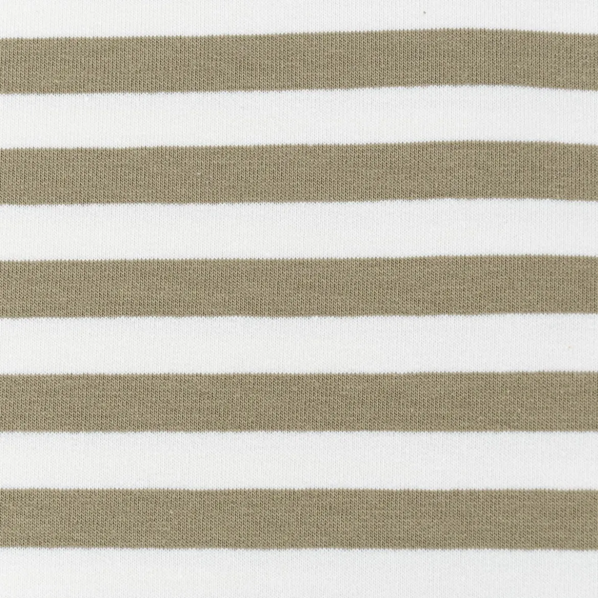 French Terry Sommersweat YARN DYED STRIPES Streifen offweiß altgrün 1,5m Breite