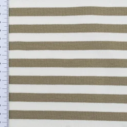 French Terry Sommersweat YARN DYED STRIPES Streifen offweiß altgrün 1,5m Breite