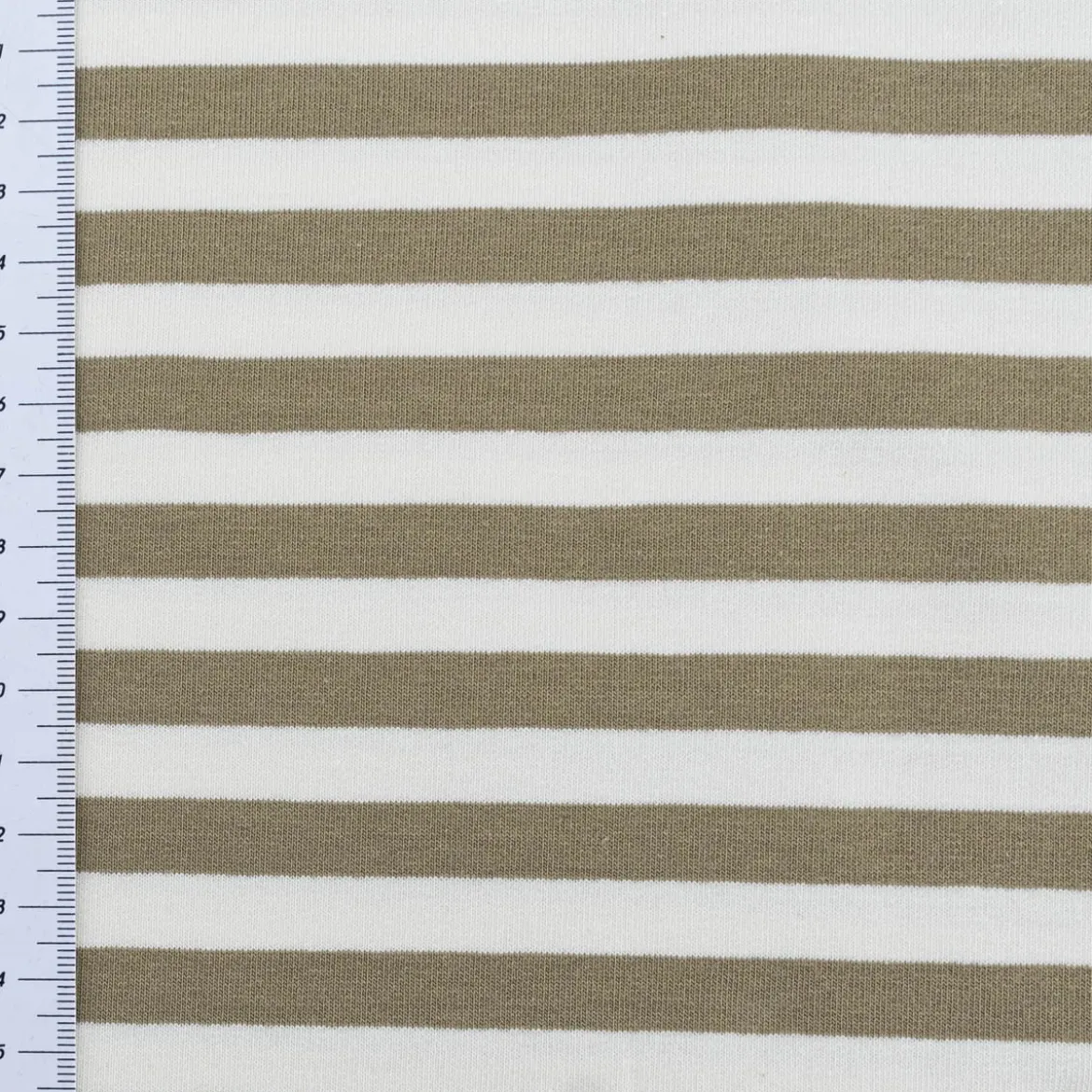 French Terry Sommersweat YARN DYED STRIPES Streifen offweiß altgrün 1,5m Breite
