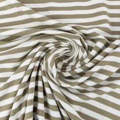 French Terry Sommersweat YARN DYED STRIPES Streifen offweiß altgrün 1,5m Breite