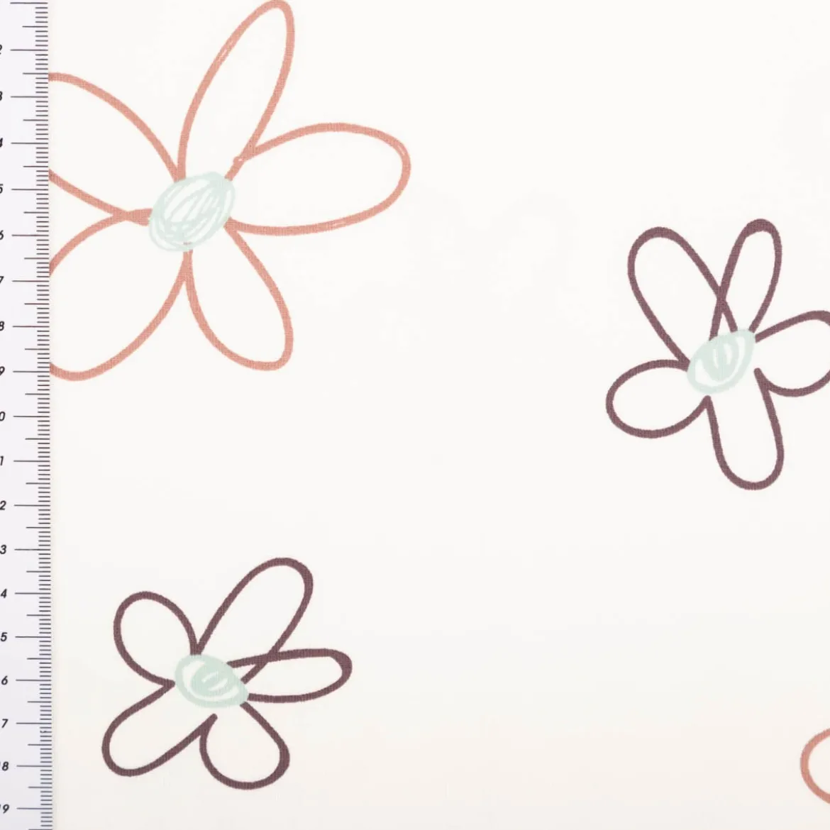 French Terry Stoff Blüten Doodle wollweiß 150 cm Breite