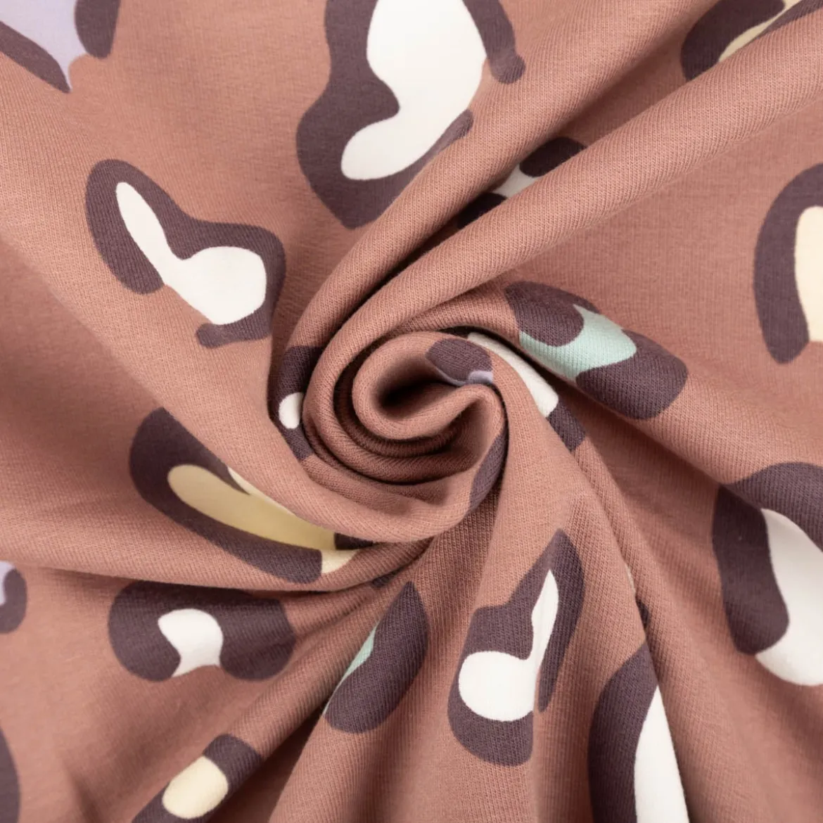 French Terry Stoff Herz Leo mauve 150cm Breite