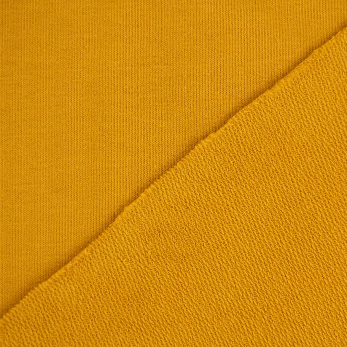 French Terry Stoff Organic Bio uni senfgelb 1,50m Breite