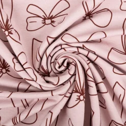 French Terry Stoff Schleifen rosa – 1,50 m Breite, elastisch & weich