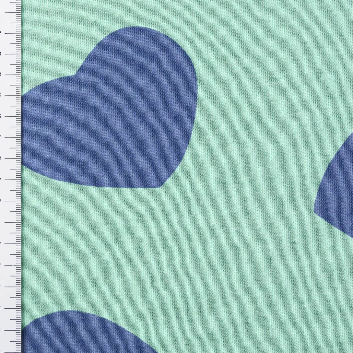 French Terry Stoff Sommersweat Jogging Hearts mintgrün blau1,45m Breite