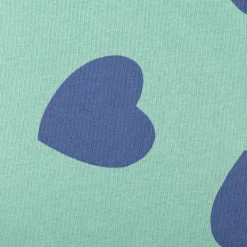 French Terry Stoff Sommersweat Jogging Hearts mintgrün blau1,45m Breite