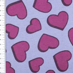French Terry Stoff Sommersweat Jogging Hearts blau 1,45m Breite