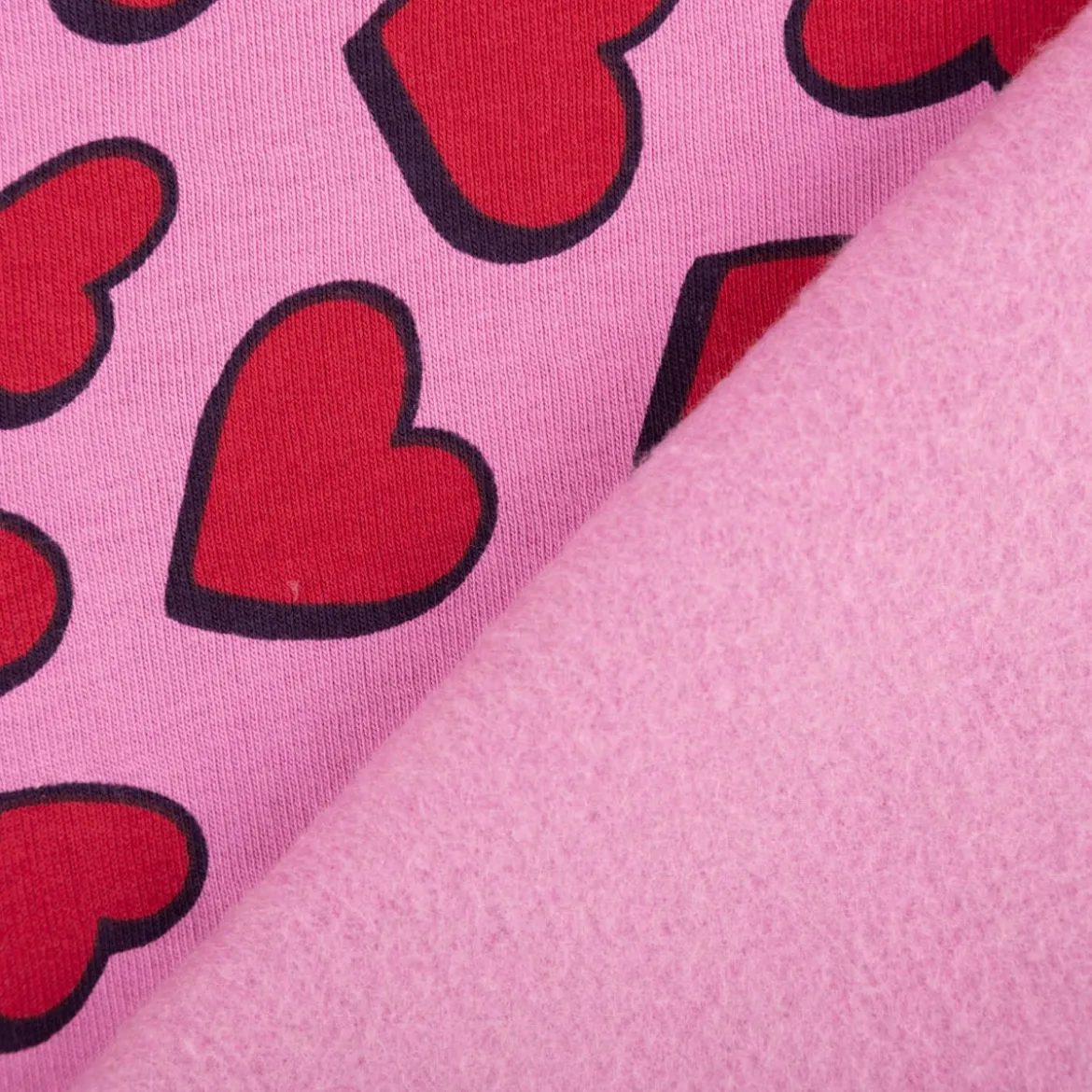 French Terry Stoff Sommersweat Jogging Hearts pink 1,45m Breite