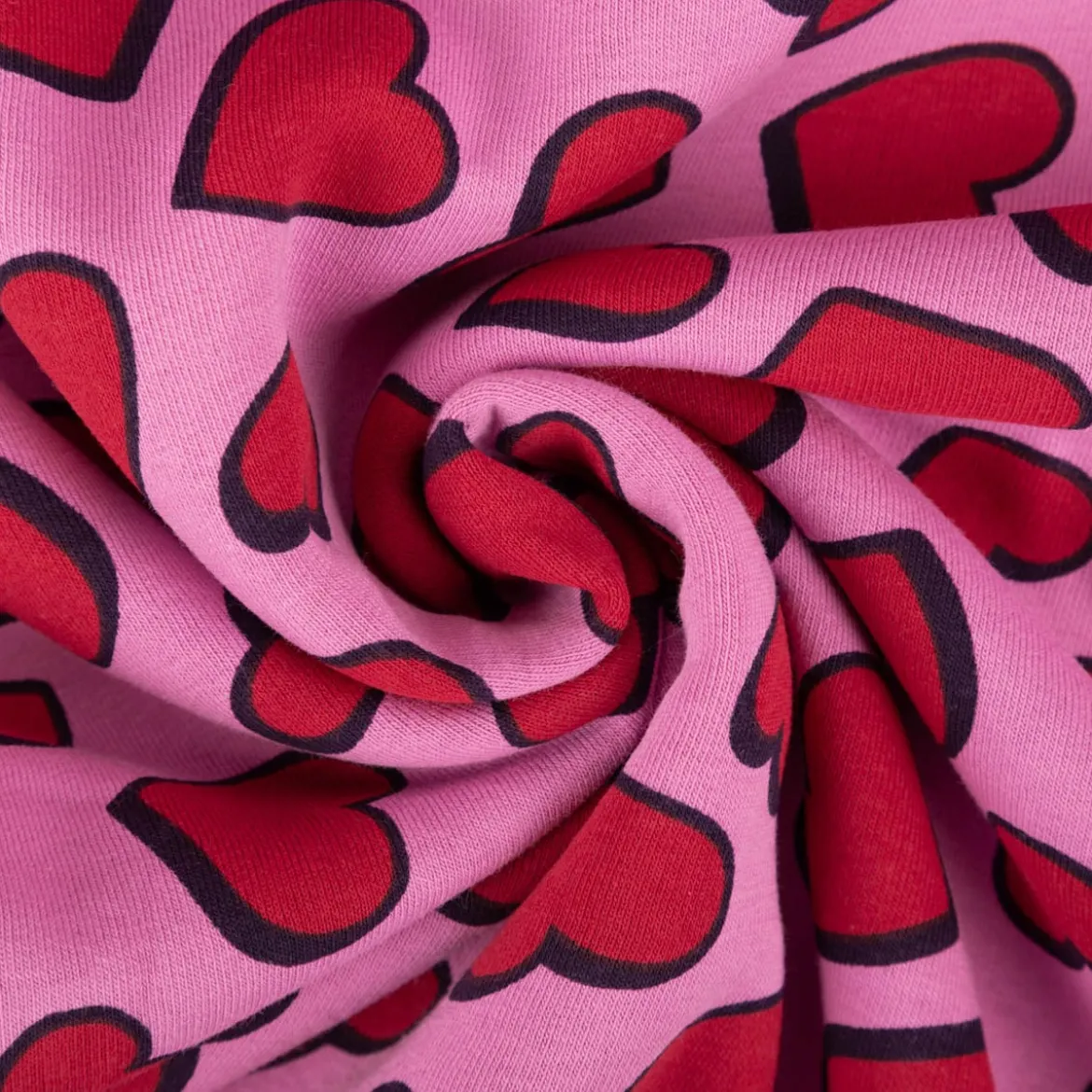 French Terry Stoff Sommersweat Jogging Hearts pink 1,45m Breite