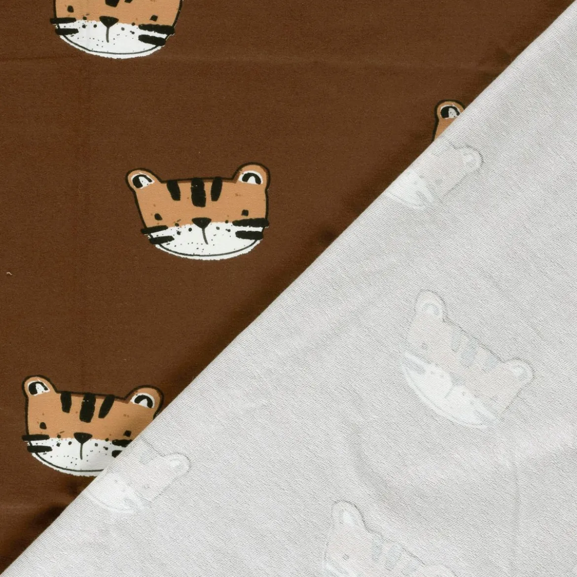 French Terry Stoff Tiger braun 1,50m Breite
