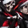 French Terry Weihnachtsstoff Skulls Totenköpfe schwarz rot 145cm
