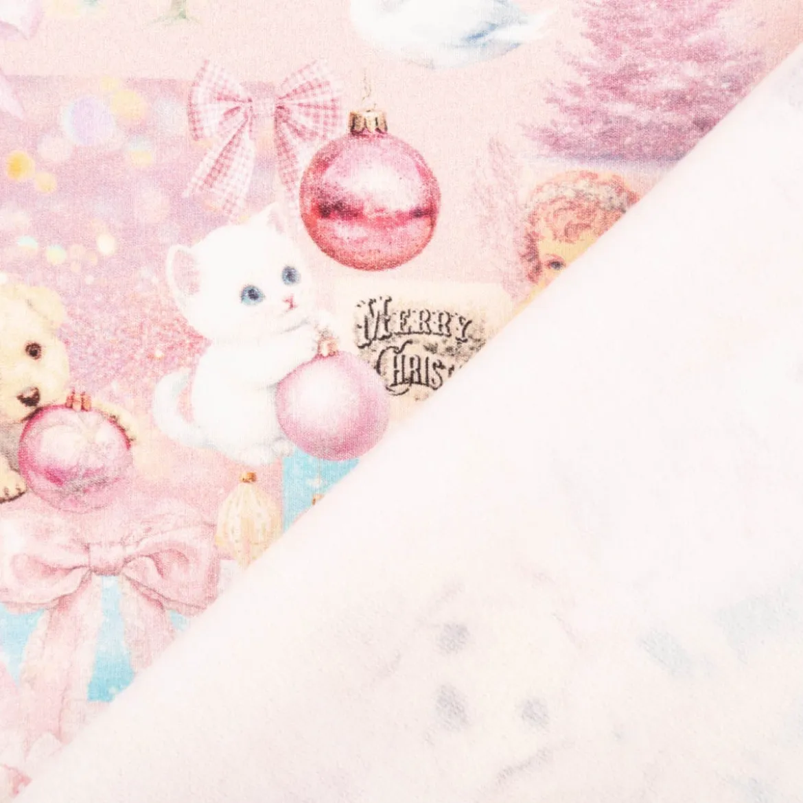 French Terry Weihnachtsstoff rosa Sweet Xmas – Baumwolll Sweat mit Weihnachtsmotiv 1,50 m Breite